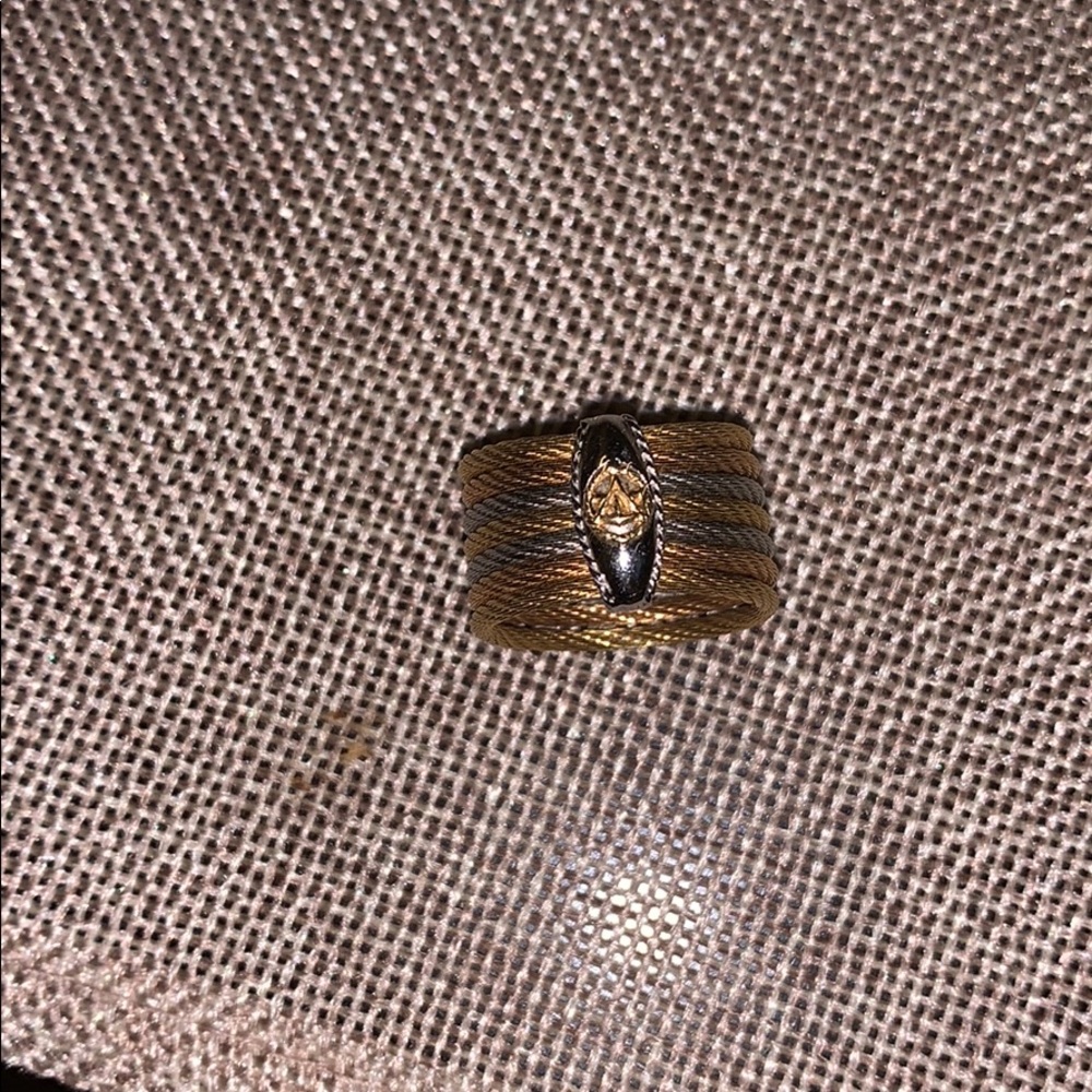 ALOR gold silver and copper cable ring